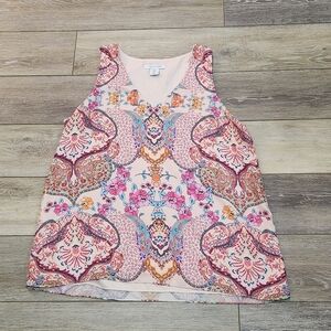 Tabitha Webb Multicolor Paisley V-neck Tank Top Size Large
